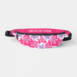 Sacs Banane Rose Violet Floral Personnalisé Nom