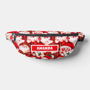 Sacs Banane Rouge Vintage Père Noël Tartan Plaid Noël