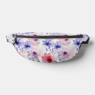 Sacs Banane Rouge violet élégant aquarelle motif floral