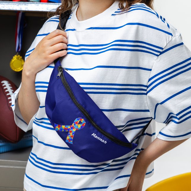 Sacs Banane Ruban de sensibilisation sur l'autisme bleu person (Créateur téléchargé)