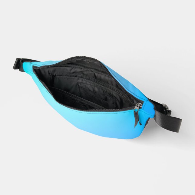 Sacs Banane Sacoche bleu clair avec une fermeture éclair noire (Ouvrir)