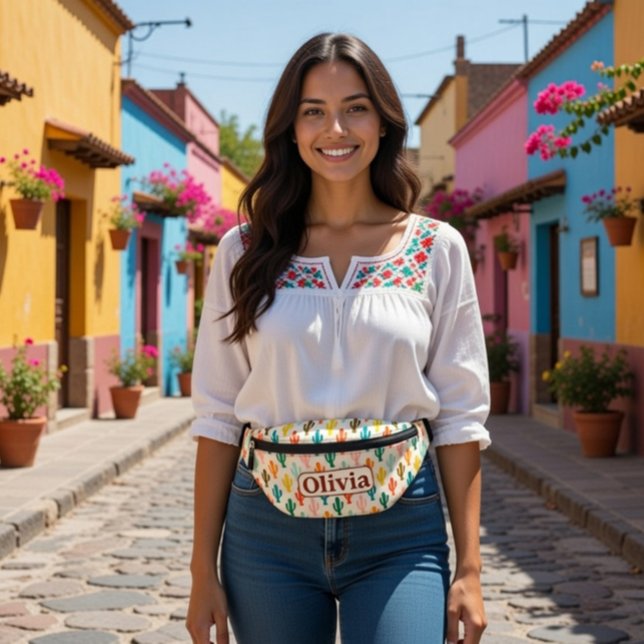 Sacs Banane Sacoche personnalisée avec cactus colorés (Créateur téléchargé)