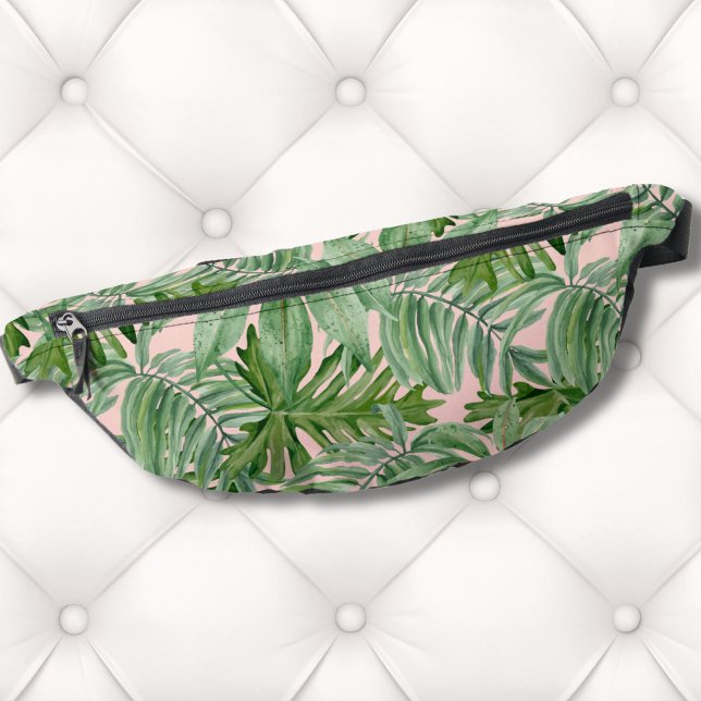 Sacs Banane Simple moderne Pink Palm Leaf Tropical Floral Mur (Simple Modern Pink Palm Leaf Tropical Floral Wall Fanny Pack)