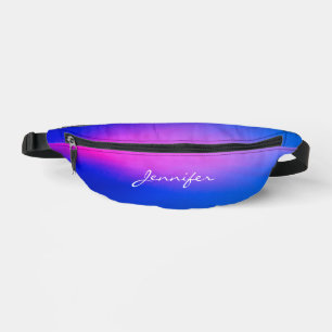 Sacs Banane Simple Moderne Violet Rose Bleu Avec Nom Manuscrit