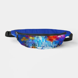 Sacs Banane SlipperyJoe NYC graffiti lune entourée de tourbill
