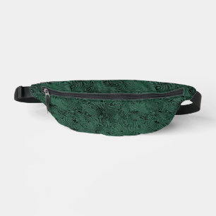 Sacs Banane Soie Moire Petit Motif en Vert Forêt