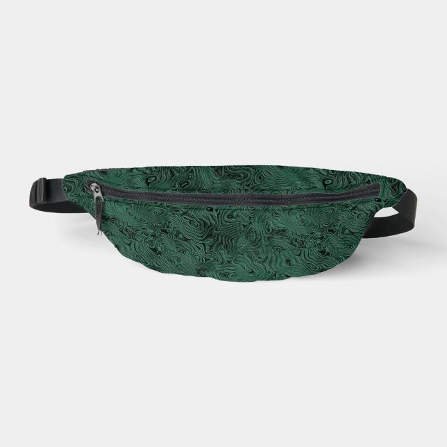 Sacs Banane Soie Moire Petit Motif en Vert Forêt (Recto)