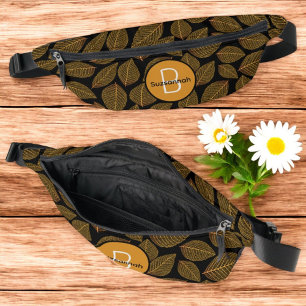 Sacs Banane Squelette feuille Motif avec Monogramme initial