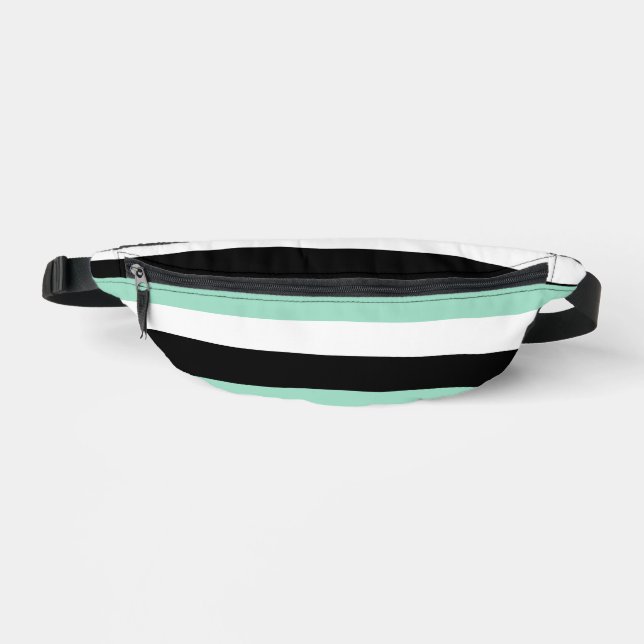 Sacs Banane Stripes inégales - Mint vert, blanc et noir (Recto)