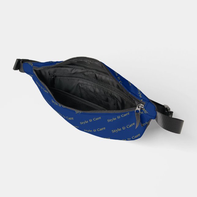 Sacs Banane Stylish Custom Text Pattern Modern Navy (Ouvrir)