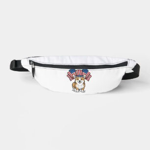 Sacs Banane T-shirt avec gravure vintage de chien Corgi patrio