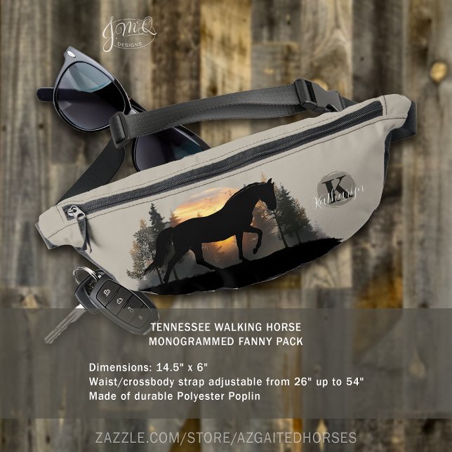 Sacs Banane Tennessee Walking Horse Silhouette Sunset Forest (Tennessee Walking Horse Silhouette Sunset Forest Custom Monogrammed Fanny Pack)