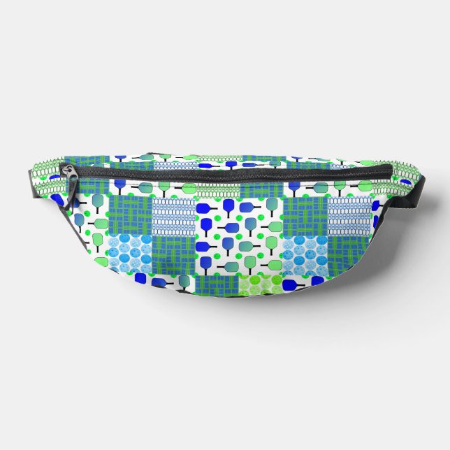 Sacs Banane Terrains de Pickleball Bleu et Vert, Paddles & Bal (Poser)