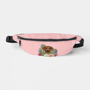 Sacs Banane Tête de Ridgeback de Rhodésie Fleurs Colorées sur