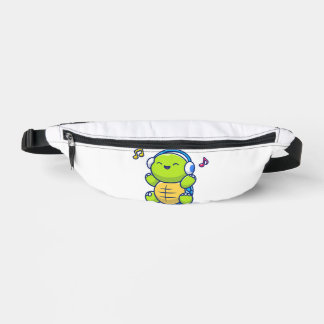 Sacs Banane Tortue Mignonne Écoutant de la Musique Avec un Cas