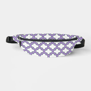 Sacs Banane Trellis blanc et violet, treillis, Quatrefoil
