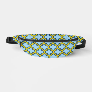 Sacs Banane Trellis bleu et jaune, treillis, Quatrefoil
