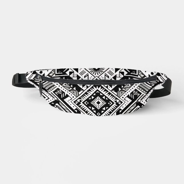 Sacs Banane Tribal monochrome - Symétrie en gras en noir (Recto)