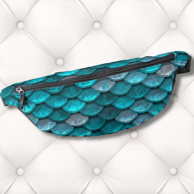 Sacs Banane Turquoise turquoise (Metallic Turquoise Teal Mermaid Scales Pattern Fanny Pack)