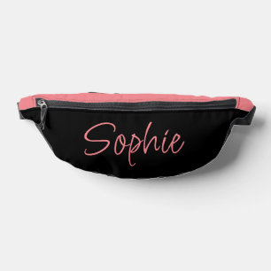 Sacs Banane Typographie de nom rose noir et chaud