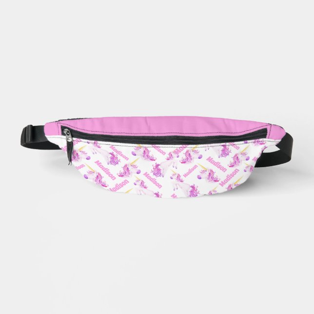 Sacs Banane Unicorns rose violet nom personnalisé (Recto)