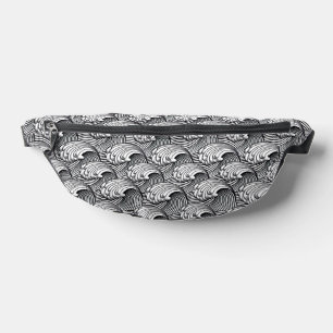 Sacs Banane Vagues japonaises vintages, noir et blanc