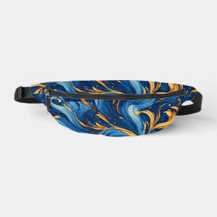 Sacs Banane Vagues royales de fantaisie Bleu & Or Tourbillons