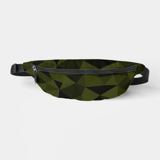 Sacs Banane Vert foncé de l'armée noir motif de maille géométr (Recto)