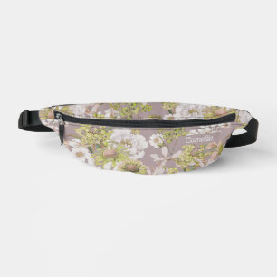 Sacs Banane Vintage Lumière Gris Vert Motif Floral Nom
