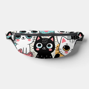 Sacs Banane Visages de chat mignons Kawaii et cœurs Fantaisie