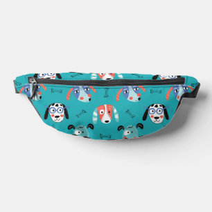 Sacs Banane Visages turquoises de chien de dessin animé sur Tu