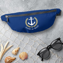 Votre nom ou Ancre de bateau Gold Laurel Star Navy