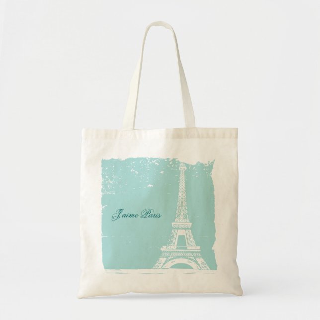 Sacs bleus de toile de Tour Eiffel (Devant)