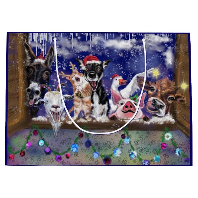 Sacs cadeau de Noël amusant Bonne fête d'animal de (Devant)