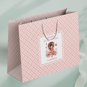 Sacs Cadeaux Anniversaire Fleuris Rose Pâle Petite