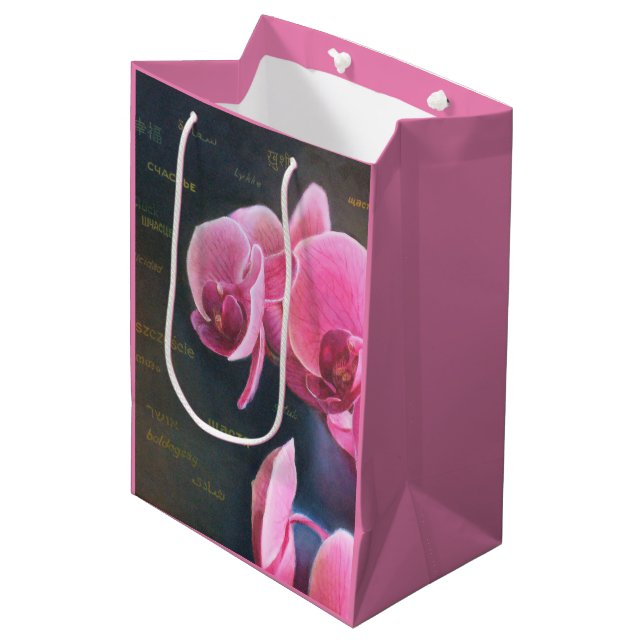 Sacs cadeaux avec orchidée (Devant Angle)