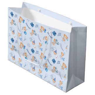 sacs cadeaux baby shower bleu clair