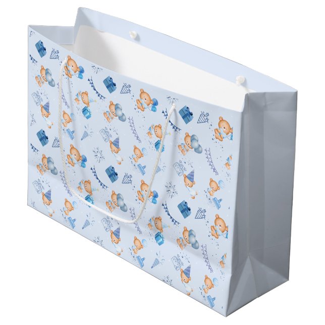 sacs cadeaux baby shower bleu clair (Devant Angle)