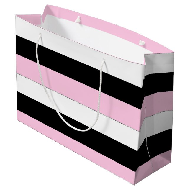 Sacs cadeaux Black, Rose et White Stripes (Dos Angle)