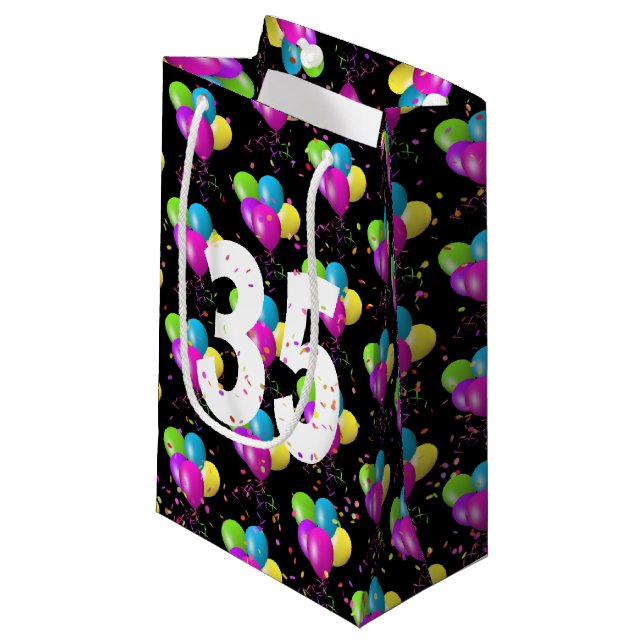 Sacs cadeaux de ballons et confettis pour 35e anni (Devant Angle)