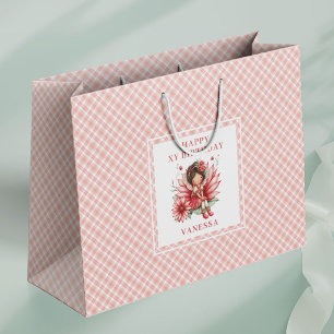 Sacs Cadeaux de Fête d'Anniversaire Fleuris Rose P