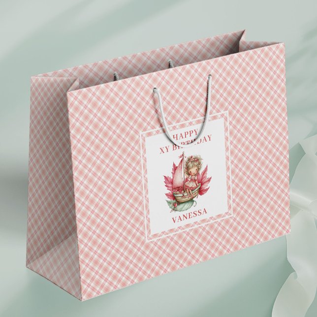 Sacs Cadeaux de Naissance Fleuris Rose Fée Audacie (Bold Fairy Girl Blush Floral Birthday Gift Bags

)