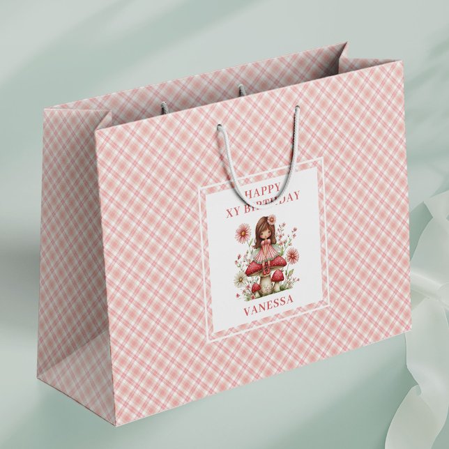 Sacs Cadeaux de Naissance Fleuris Rose Fée Chic (Chic Fairy Girl Blush Floral Birthday Gift Bags

)