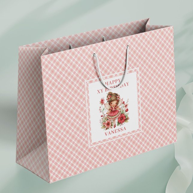 Sacs Cadeaux de Naissance Fleuris Rose Fée Douce F (Sweet Fairy Girl Blush Floral Birthday Gift Bags

)