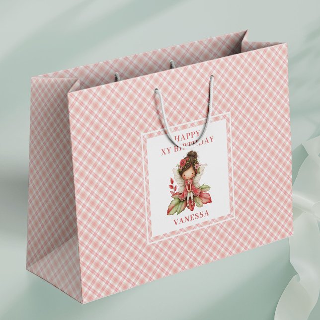 Sacs Cadeaux de Naissance Fleuris Rose Fée Sérénit (Serene Fairy Girl Blush Floral Birthday Gift Bags

)