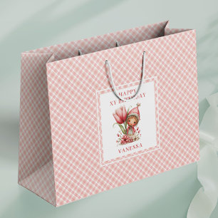 Sacs Cadeaux de Naissance Fleuris Rose Fille Fée T