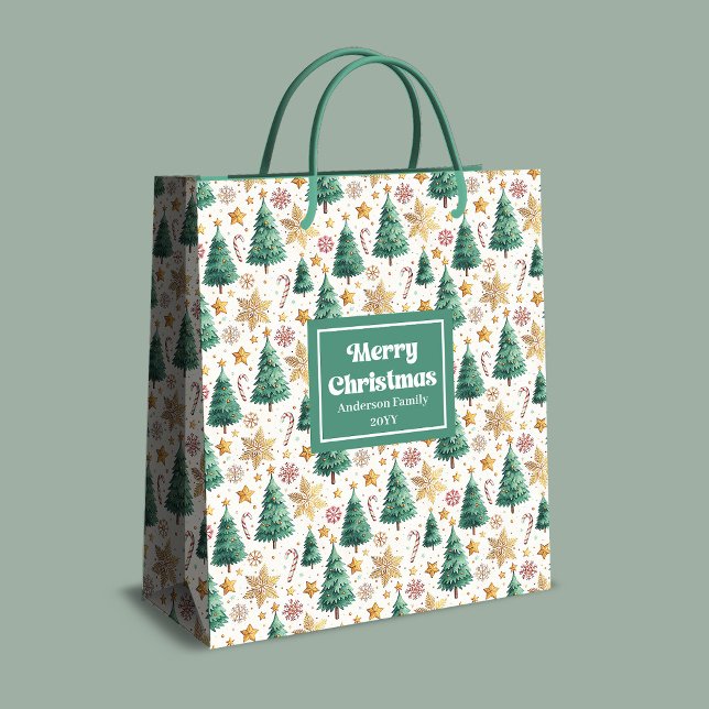 Sacs cadeaux de Noël élégants aux tons terreux (Stylish Christmas trees gift bag earthy tones

)