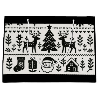 SACS Cadeaux DE NOËL MOTIF SCANDINAVE