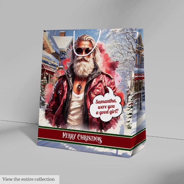 Sacs Cadeaux Drôle Père Noël Style de Fêtes (Name Gift Bags Funny Santa Claus Holiday Style)
