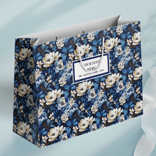 Sacs Cadeaux Fleuris Ivoire Bleu Marine Beaux